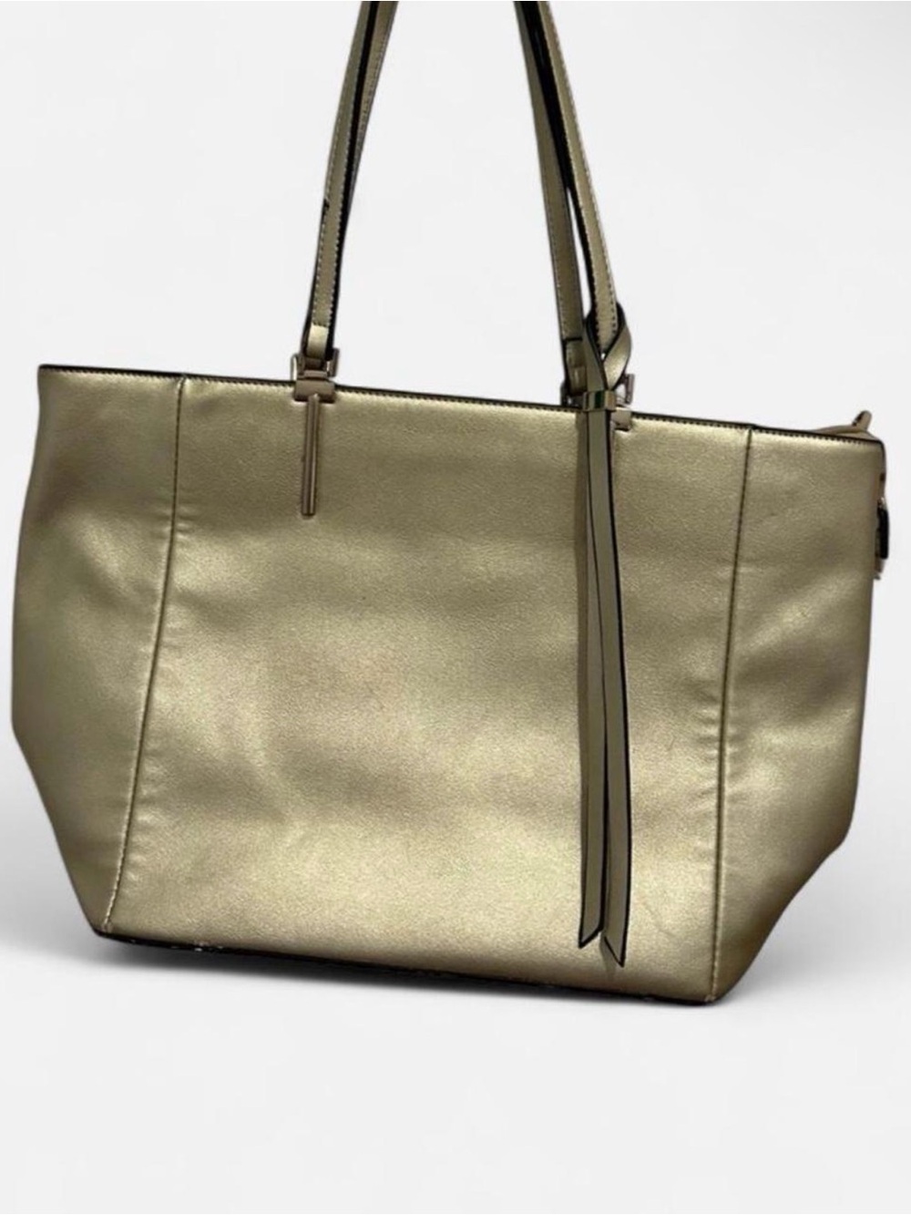 La Miel Metallic Gold Leathwr Tote Bag